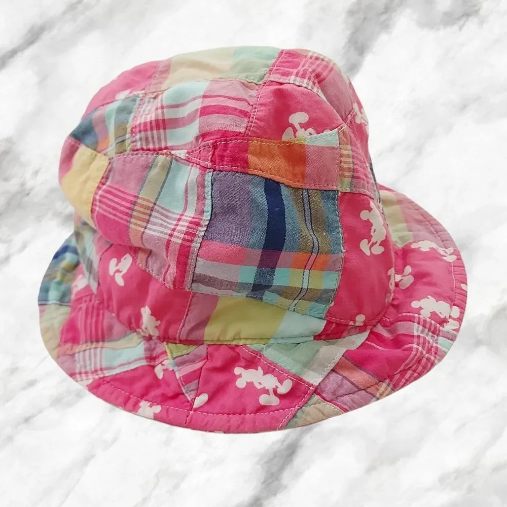 Disneyland Resort Junior One Size Mickey Mouse Pink Patchwork Fabric Bucket Hat